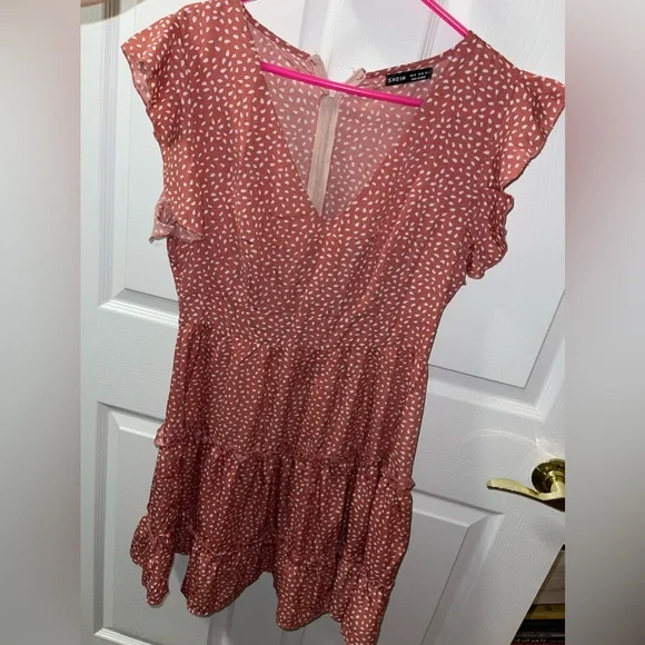 Shein Dresses | Dotted Allover Ruffle Trim Layered Dress Womens | Color: Pink/White | Size: M | Mdinigro13's Closet Shein Dresses | Dotted Allover Ruffle Trim Layered Dress Womens | Color: Pink/White | Size: M | Mdinigro13's Closet